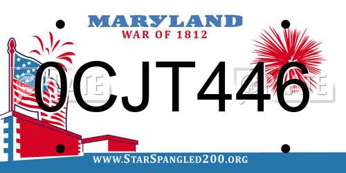 0CJT446 Maryland License Plate