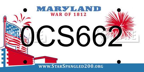0CS662 Maryland License Plate