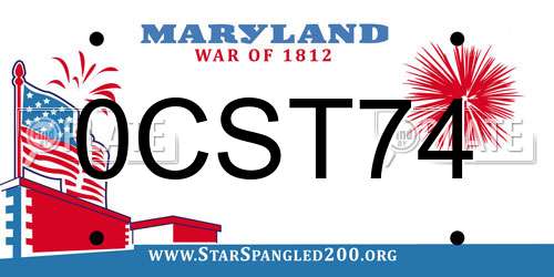 0CST74 Maryland License Plate