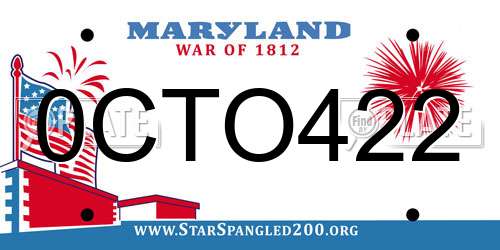 0CTO422 Maryland License Plate