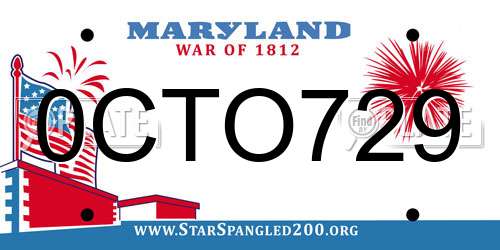0CTO729 Maryland License Plate