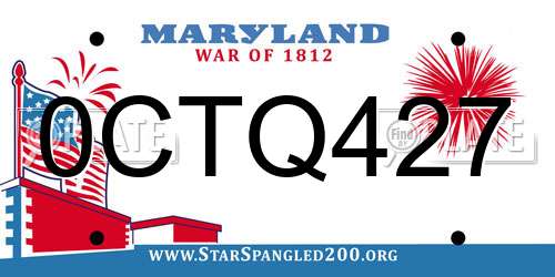 0CTQ427 Maryland License Plate