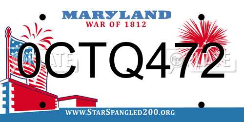 0CTQ472 Maryland License Plate
