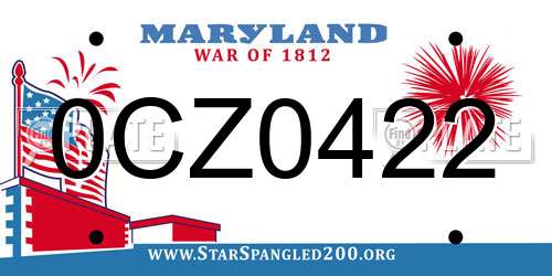 0CZ0422 Maryland License Plate