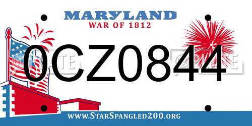 0CZ0844 Maryland License Plate