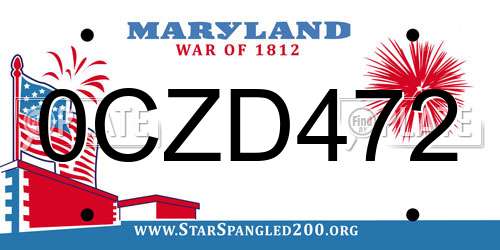 0CZD472 Maryland License Plate
