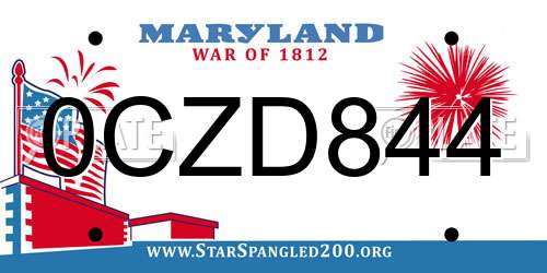 0CZD844 Maryland License Plate