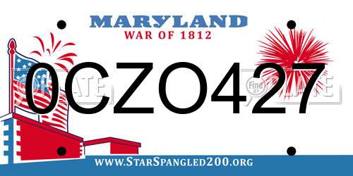 0CZO427 Maryland License Plate