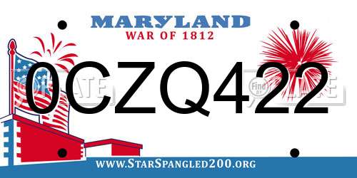 0CZQ422 Maryland License Plate