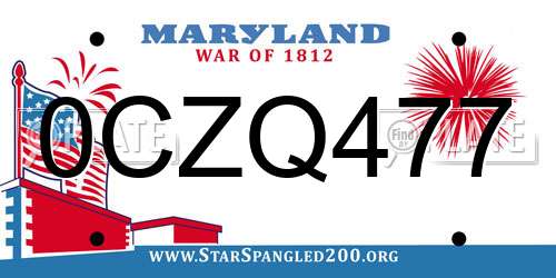 0CZQ477 Maryland License Plate