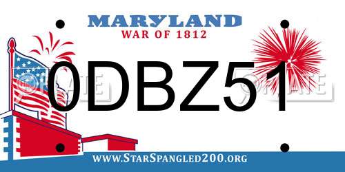 0DBZ51 Maryland License Plate