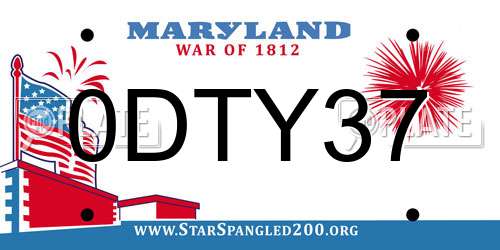 0DTY37 Maryland License Plate