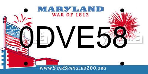 0DVE58 Maryland License Plate
