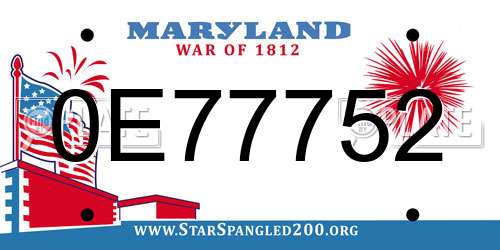 0E77752 Maryland License Plate