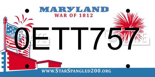 0ETT757 Maryland License Plate