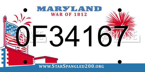 0F34167 Maryland License Plate