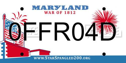 0FFR04D Maryland License Plate