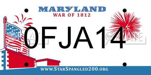 0FJA14 Maryland License Plate
