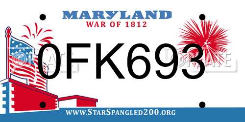 0FK693 Maryland License Plate