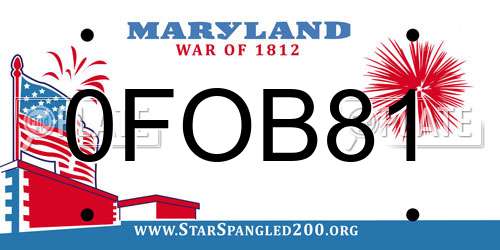 0FOB81 Maryland License Plate