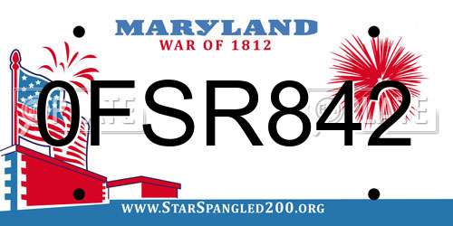 0FSR842 Maryland License Plate