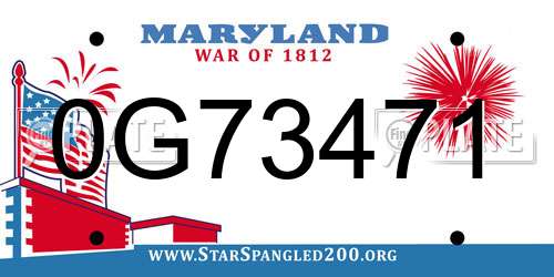0G73471 Maryland License Plate