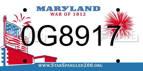 0G8917 Maryland License Plate