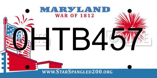 0HTB457 Maryland License Plate