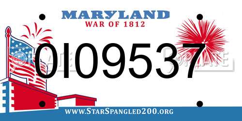 0I09537 Maryland License Plate