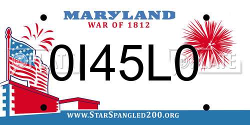 0I45L0 Maryland License Plate