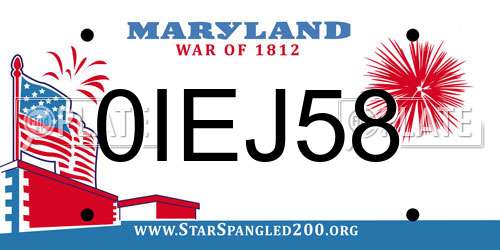 0IEJ58 Maryland License Plate