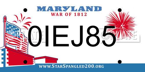 0IEJ85 Maryland License Plate