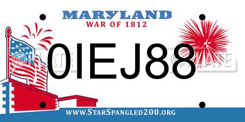 0IEJ88 Maryland License Plate
