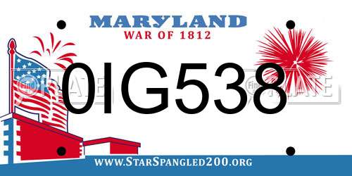 0IG538 Maryland License Plate