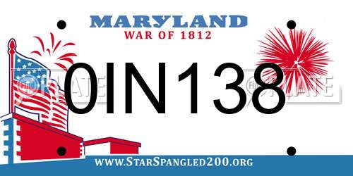 0IN138 Maryland License Plate