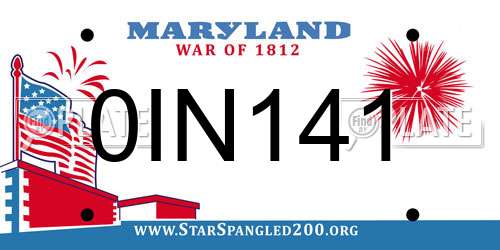 0IN141 Maryland License Plate
