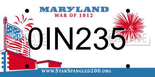 0IN235 Maryland License Plate