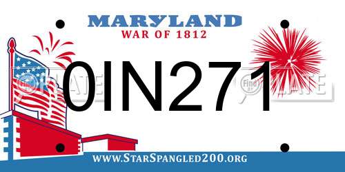 0IN271 Maryland License Plate