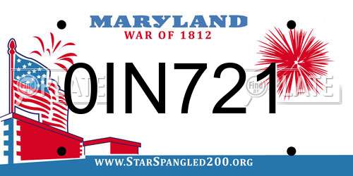 0IN721 Maryland License Plate