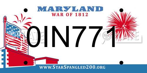 0IN771 Maryland License Plate