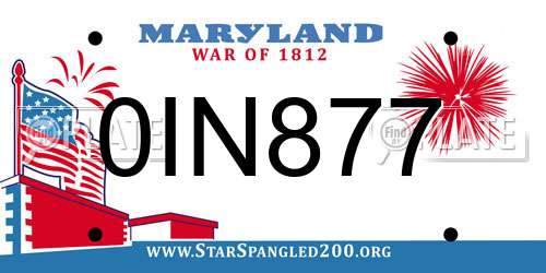 0IN877 Maryland License Plate