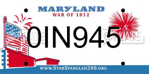 0IN945 Maryland License Plate