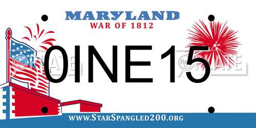 0INE15 Maryland License Plate