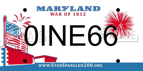 0INE66 Maryland License Plate