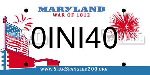 0INI40 Maryland License Plate