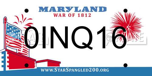 0INQ16 Maryland License Plate