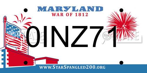 0INZ71 Maryland License Plate