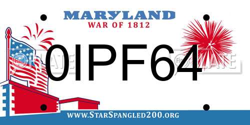 0IPF64 Maryland License Plate