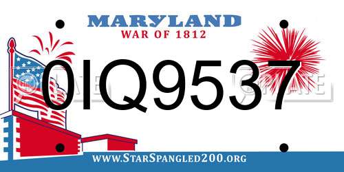 0IQ9537 Maryland License Plate