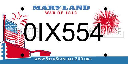 0IX554 Maryland License Plate